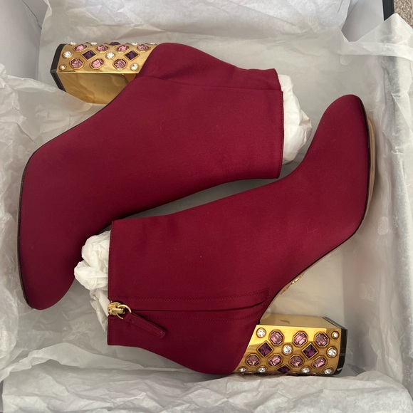 BRAND NEW $1675 Aquazurra Satin Heeled Boots - Picture 5 of 8